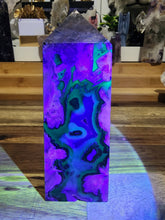 Load image into Gallery viewer, Fluorescent Fire Agate Obelisk (421g)