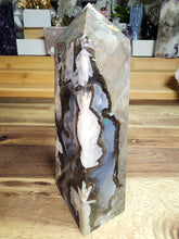Load image into Gallery viewer, Fluorescent Fire Agate Obelisk (421g)