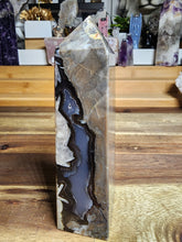 Load image into Gallery viewer, Fluorescent Fire Agate Obelisk (421g)