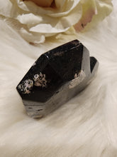 Load image into Gallery viewer, Snowflake Obsidian Faceted Heart (106g)