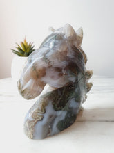 Load image into Gallery viewer, Moss Agate Horse Carving (611g)