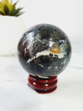 Load image into Gallery viewer, Amazonite Sphere With Pyrite inclusion
