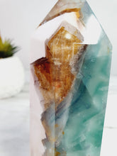 Load image into Gallery viewer, Super Unique Rainbow Fluorite with Golden Healer Tower