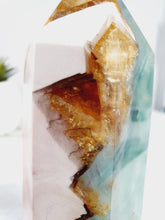 Load image into Gallery viewer, Super Unique Rainbow Fluorite with Golden Healer Tower