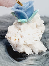 Load image into Gallery viewer, Peruvian Hand Carved Rose Quartz/ Blue Opal/ Mookaite Hummingbird on Angelite/ Turquoise Flower Stillbite Base