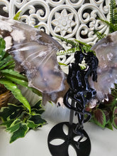 Load image into Gallery viewer, Black Flower Agate Angel &amp; Demon Wings
