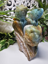 Load image into Gallery viewer, Three Little Owls Sitting on a Tree. Carribean Calcite
