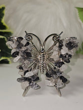 Load image into Gallery viewer, Black Tourmaline in Quartz Chipped Butterfly
