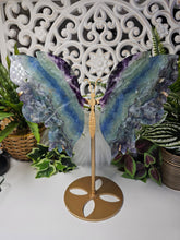 Load image into Gallery viewer, Rainbow Fluorite Butterfly (LARGE) on Stand
