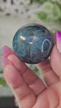 Load and play video in Gallery viewer, Flashy Blue Apatite Sphere
