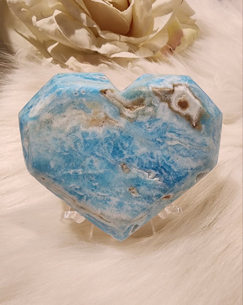 Blue Aragonite Faceted Heart