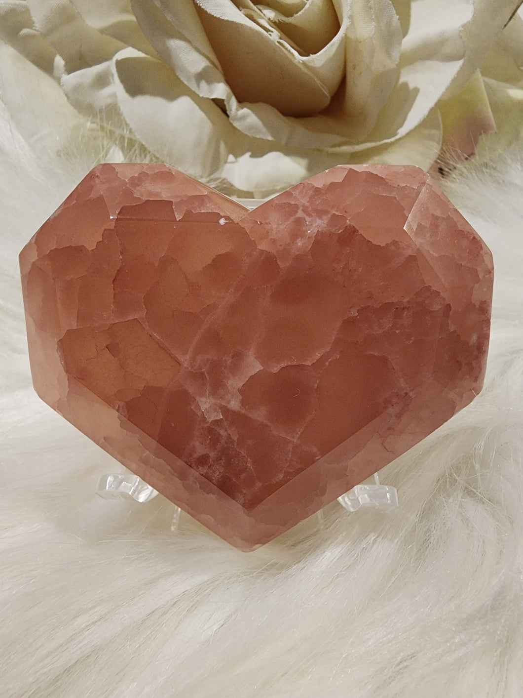 Rose Calcite Faceted Heart