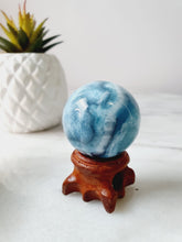 Load image into Gallery viewer, Dominican Republic larimar Sphere With Clown Fish Stand
