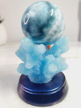 Load image into Gallery viewer, Dominican Republic larimar Sphere With Clown Fish Stand
